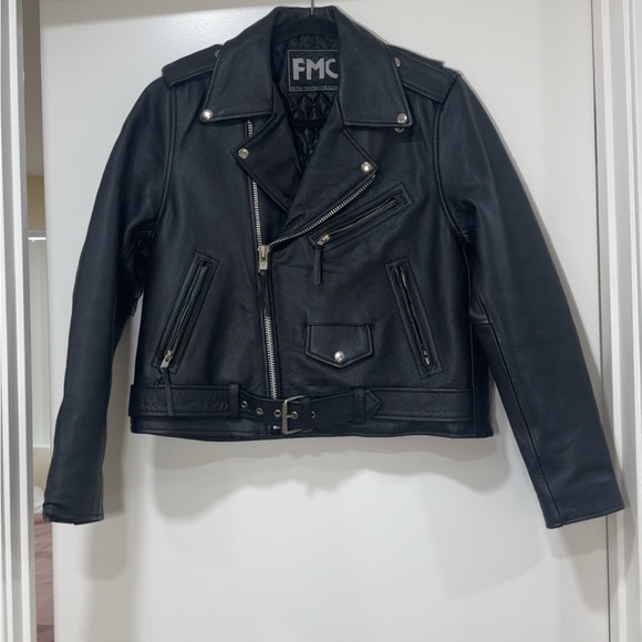 first manufacturing company Jackets & Blazers - First Manufacturing Company FMC Leather Motorcycle Jacket Superstar Women Large